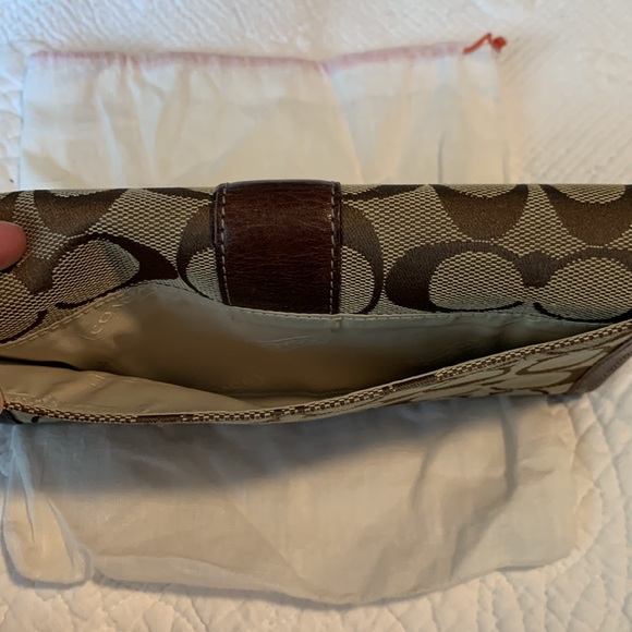 Coach signature khaki wallet with brown leather - Picture 5 of 5